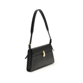 Savette Black Calf Leather Bos Taurus Shoulder Bag